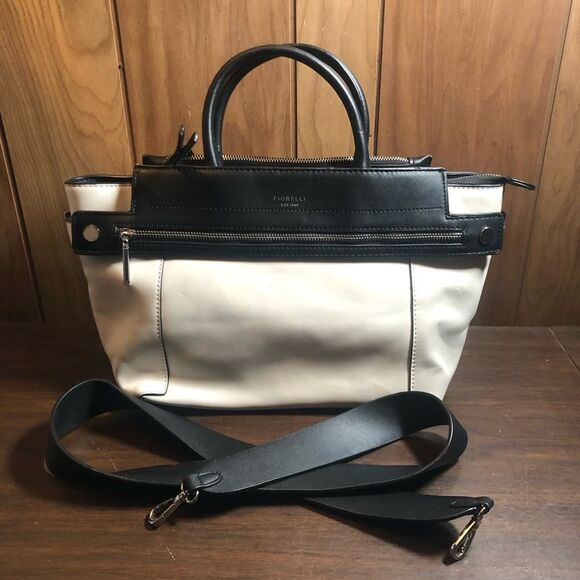 Chic Black and Cream Satchel with Dual Handles - Picture 1 of 12